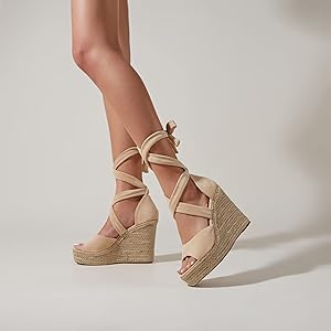 Amazon.com | Yenktwei Womens Espadrille Wedge Sandals Ankle